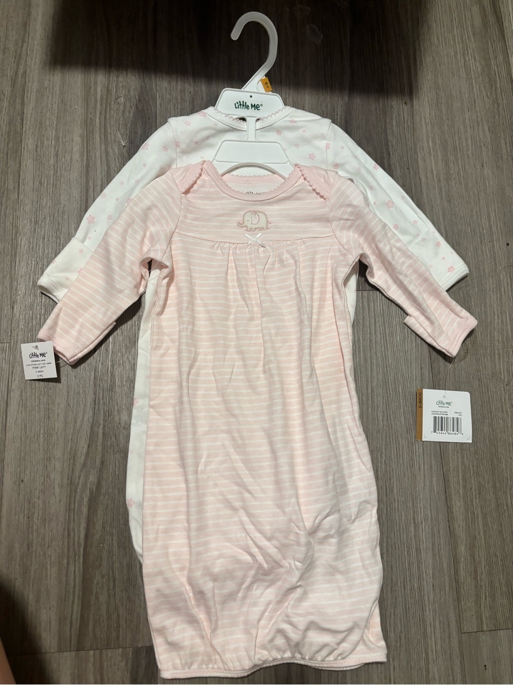 Little Me Pink and White Stripe Sleep Gowns - 2 Pack